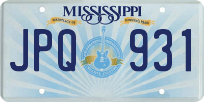 MS license plate JPQ931