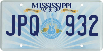 MS license plate JPQ932