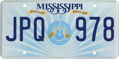 MS license plate JPQ978