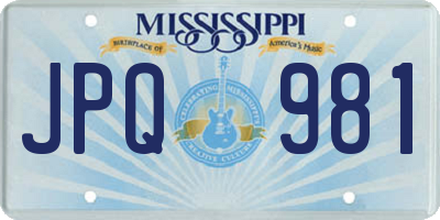 MS license plate JPQ981