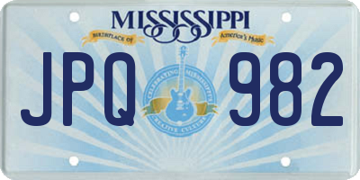 MS license plate JPQ982