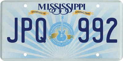 MS license plate JPQ992
