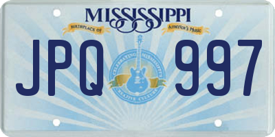 MS license plate JPQ997