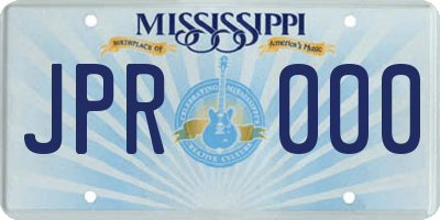 MS license plate JPR000
