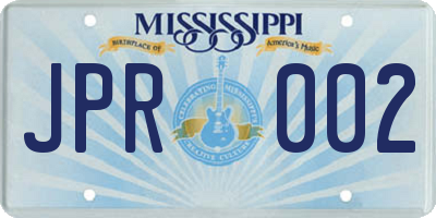 MS license plate JPR002