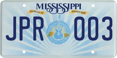 MS license plate JPR003