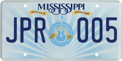 MS license plate JPR005