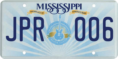 MS license plate JPR006