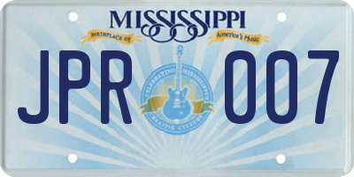 MS license plate JPR007