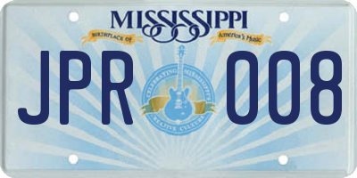 MS license plate JPR008
