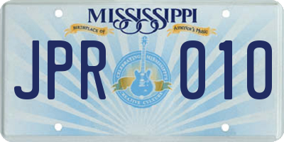 MS license plate JPR010