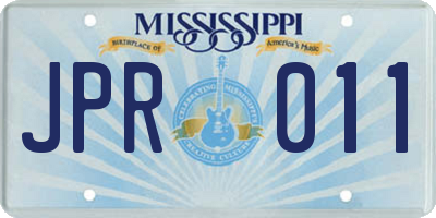 MS license plate JPR011