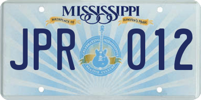 MS license plate JPR012