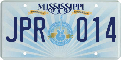MS license plate JPR014