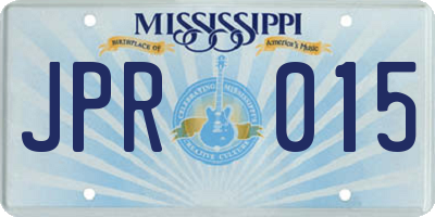 MS license plate JPR015