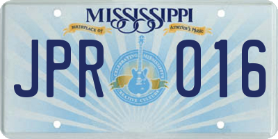 MS license plate JPR016