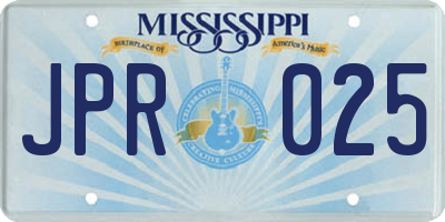 MS license plate JPR025