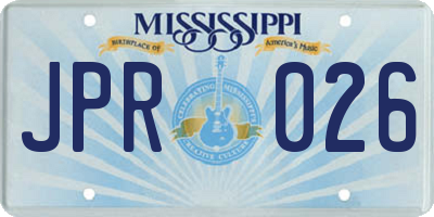 MS license plate JPR026