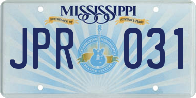 MS license plate JPR031