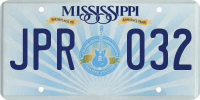 MS license plate JPR032