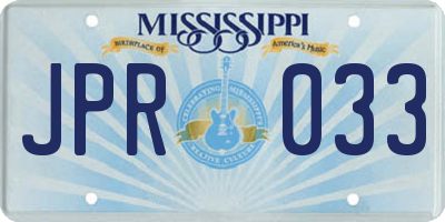 MS license plate JPR033