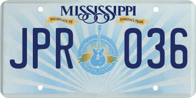 MS license plate JPR036
