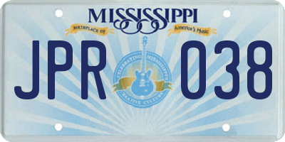 MS license plate JPR038