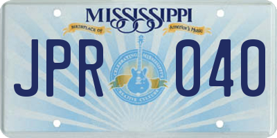 MS license plate JPR040