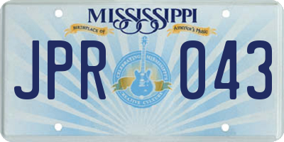 MS license plate JPR043