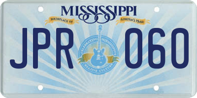 MS license plate JPR060