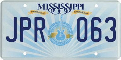 MS license plate JPR063