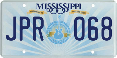 MS license plate JPR068