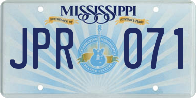 MS license plate JPR071