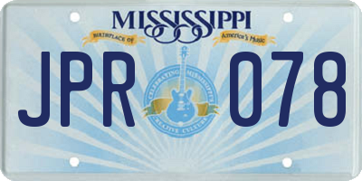 MS license plate JPR078