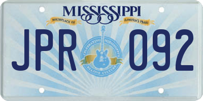 MS license plate JPR092