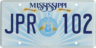 MS license plate JPR102