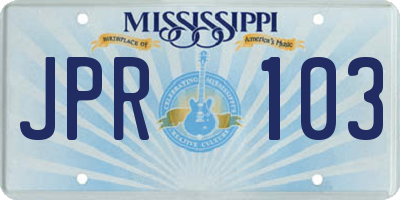 MS license plate JPR103