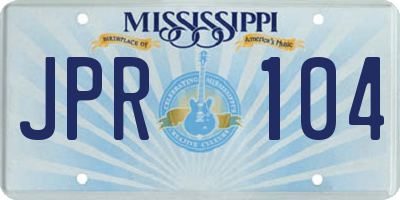 MS license plate JPR104