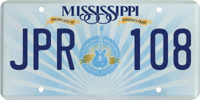 MS license plate JPR108