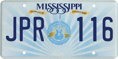 MS license plate JPR116