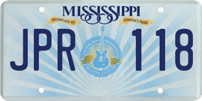 MS license plate JPR118