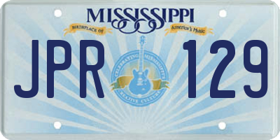MS license plate JPR129