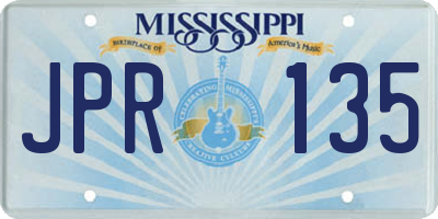 MS license plate JPR135
