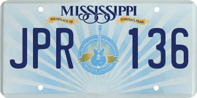 MS license plate JPR136