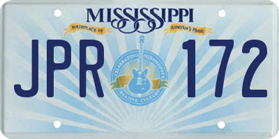 MS license plate JPR172