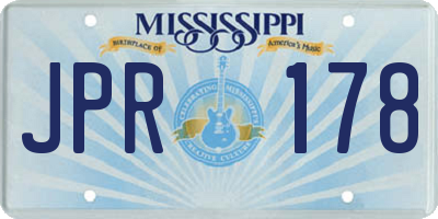 MS license plate JPR178
