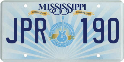 MS license plate JPR190
