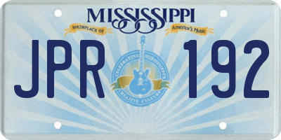 MS license plate JPR192