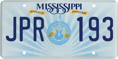 MS license plate JPR193