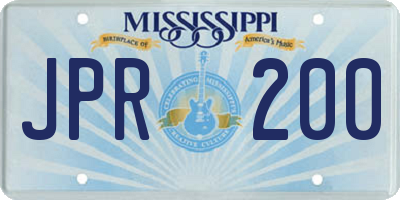 MS license plate JPR200
